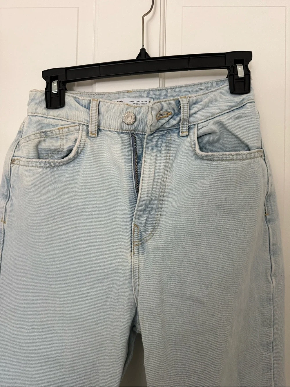 Zara Light Blue High-Rise Straight Jeans